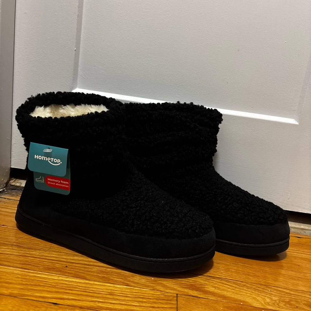 Black Cozy Slipper Boots